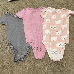 Kids Short-Sleeve One-Piece Bodysuit- 3 piece bundle